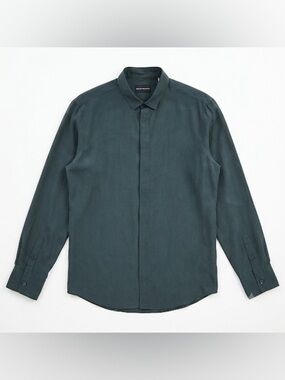 Emporio Armani Men’s Slate Blue Silky Dress Shirt Sz 40 (M/L) 👔